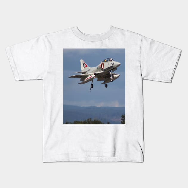 A-4 Skyhawk landing Kids T-Shirt by acefox1